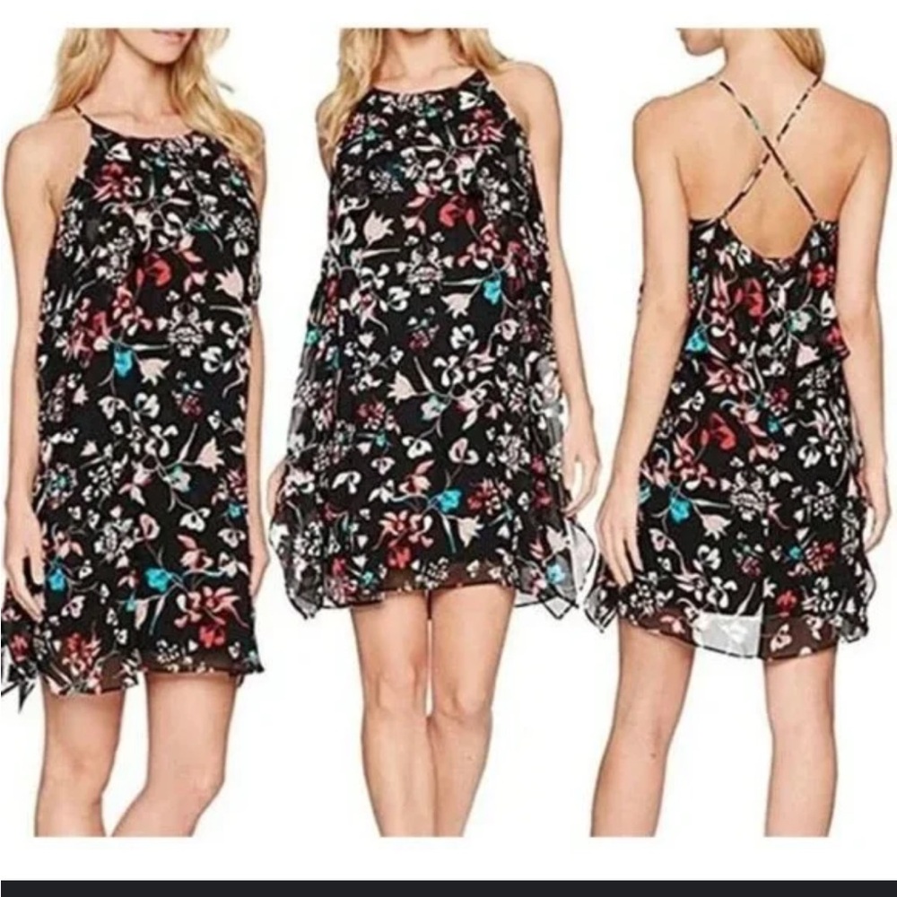 BCBGMaxAzria Black Pink Sundress Sleeveless Mini